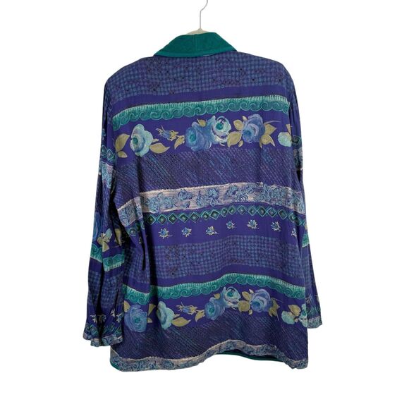 Ali Miles Vintage Purple Green Floral Jacket Y2K Fairy Cottage Womens Size 16 - Picture 6 of 6